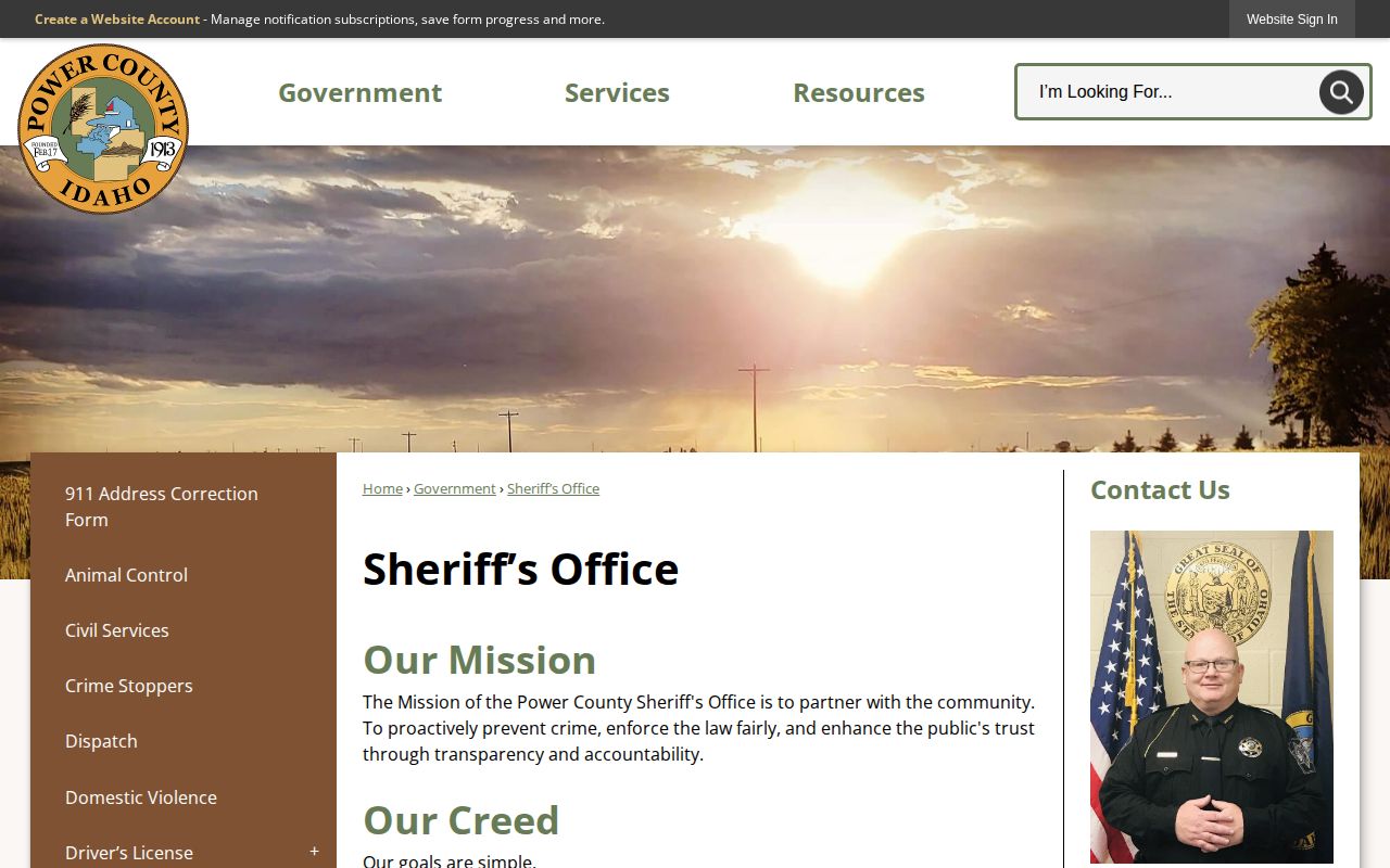 Power County same-day release verification through the Sheriff's Office