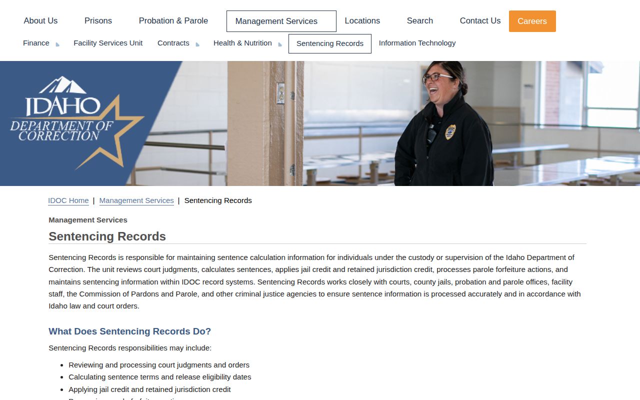 Power County inmate release date calculation by IDOC Sentencing Records